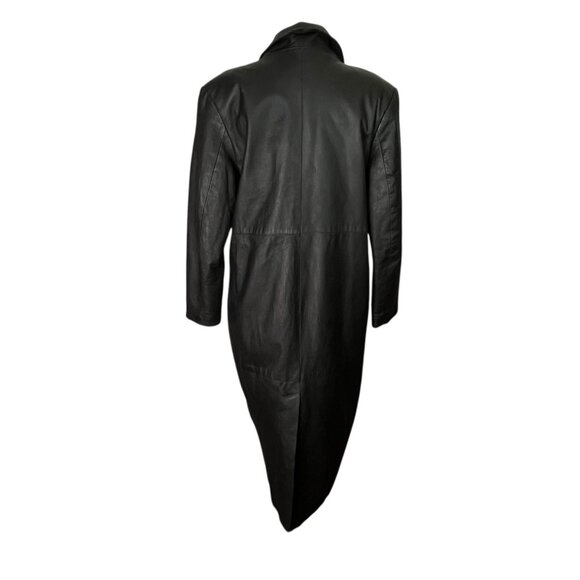 Vintage 90s Worthington Black Genuine Real Leather Longline Womens Jacket Drama - Picture 5 of 8